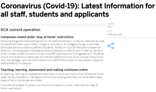 Measures taken by RCA colleges and universities' official websites for the new coronavirus epidemic Measures taken by RCA colleges and universities' official websites for the new coronavirus epidemic