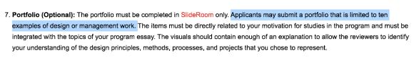 Parsons' Requirements for Portfolio (Option) Parsons' Requirements for Portfolio (Option)