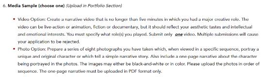 USC Film Academy Portfolio Requirements USC Film Academy Portfolio Requirements