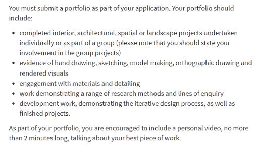 Requirements for Master's Collection of Interior Design of Edinburgh University Requirements for Master's Collection of Interior Design of Edinburgh University