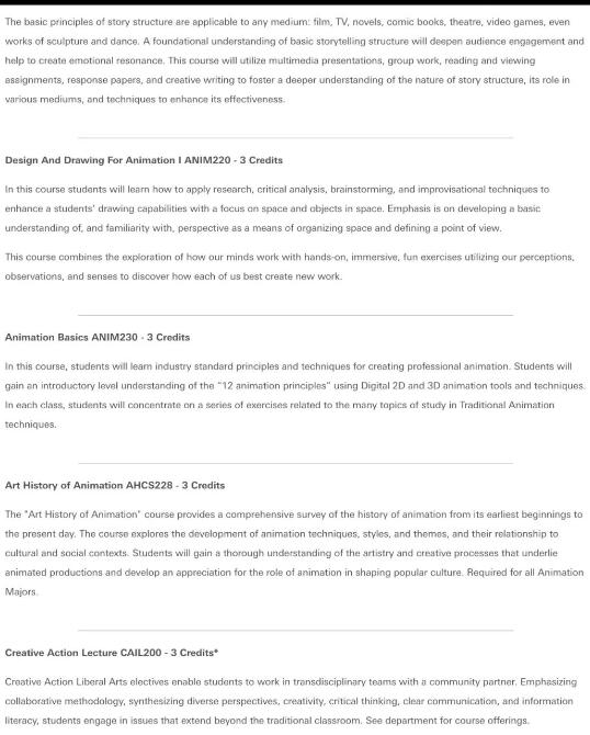  Curriculum of Otis College of Art and Design in the first year