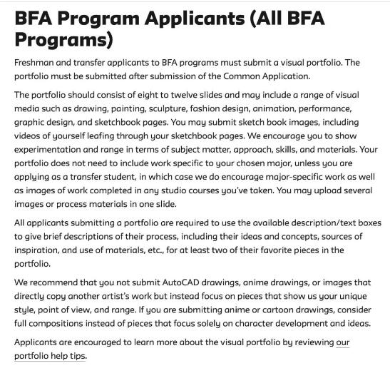 Parsons BA Fine Arts Portfolio Requirements Parsons BA Fine Arts Portfolio Requirements